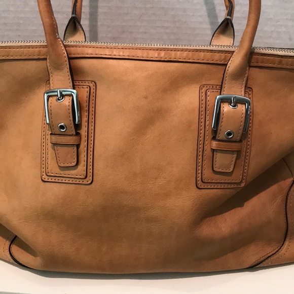 Coach “Hampton” Large Tan Cowhide Leather Satchel - Picture 6 of 16